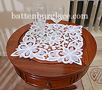 square doilies, square placemats, white and ecru color