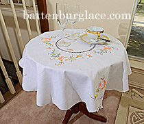 round tablecloths, round toppers, table toppers, 34 inches round toppers. 