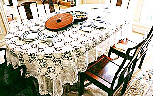 Oval Crocheted Tablecloth with Old Spiderweb by AnnCrochets